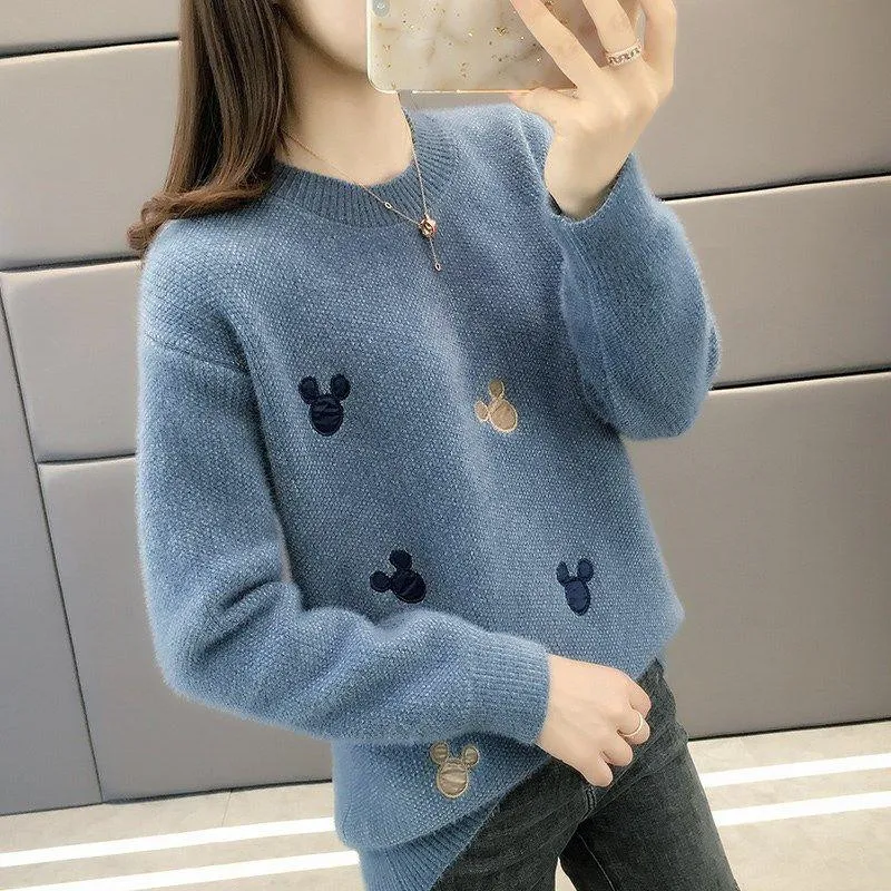 2020 New Autumn Winter Women Mink Fleece Sweater Pullover O-neck Long-sleeved Knitted Sweater Female Tops HK391
2020 New Autumn Winter Women Mink Fleece Sweater Pullover O-neck Long-sleeved Knitted Sweater Female Tops HK391