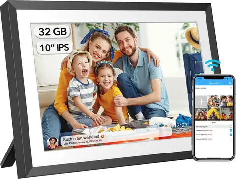 32GB 10.1 Inch WiFi Digital Picture Frame with 1280x800 HD IPS Touch Screen, Send Photo or Videos via App or Email,Support USB D