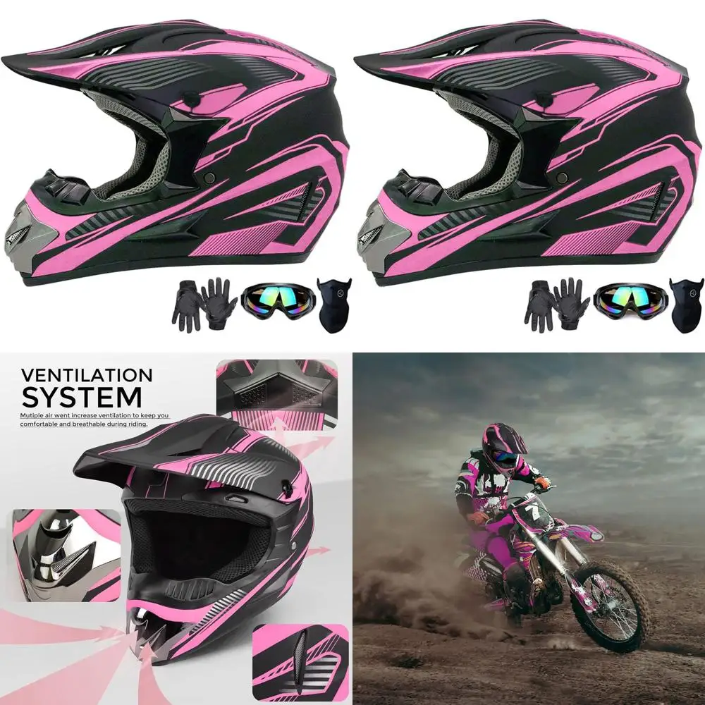Комплект шлемов для мотокросса для молодежи и взрослых с перчатками, очками и маской — сертифицированный DOT, розовый, XL
Комплект шлемов для мотокросса для молодежи и взрослых с перчатками, очками и маской — сертифицированный DOT, розовый, XL
