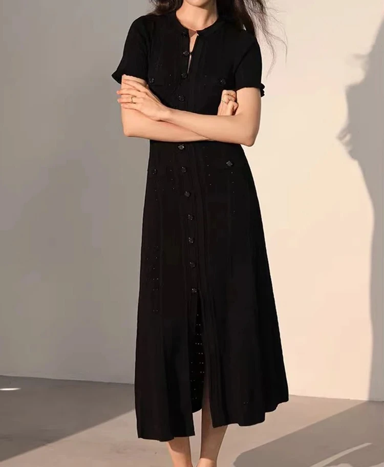 Early Autumn New Fashion Women O-Neck Knit Dress Elegant Ruffled Sleeve Single Breasted Slim Long Robe Ladies Temperament
Early Autumn New Fashion Women O-Neck Knit Dress Elegant Ruffled Sleeve Single Breasted Slim Long Robe Ladies Temperament