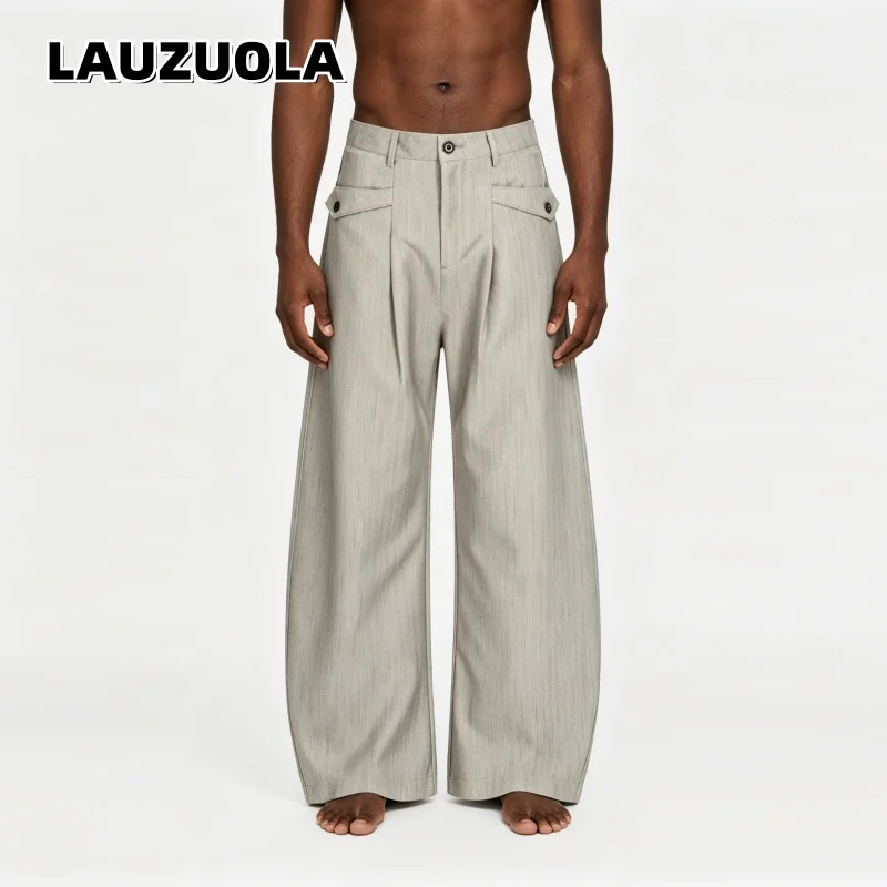Men's High Waist Pleated Wide Leg Pants Gray Oversized Baggy Trousers with Side Button Pockets Casual Streetwear Suit Pants
Men's High Waist Pleated Wide Leg Pants Gray Oversized Baggy Trousers with Side Button Pockets Casual Streetwear Suit Pants