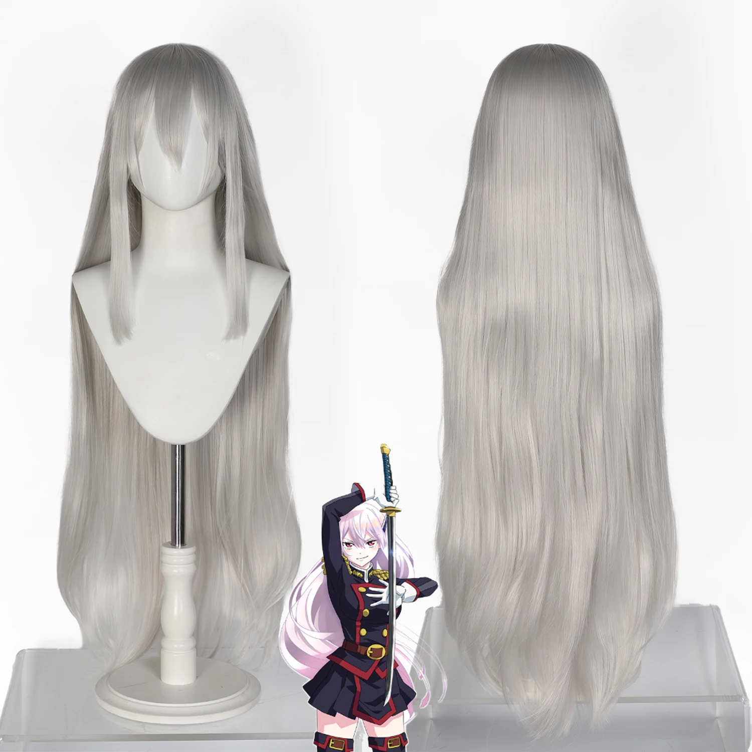 100cm Silvery White Long Cosplay Wig Heat Resistant Synthetic Hair with Fringe for Anime Style
100cm Silvery White Long Cosplay Wig Heat Resistant Synthetic Hair with Fringe for Anime Style