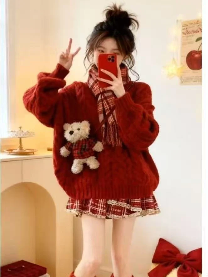 Thiened Cisas Вязаный свитер и юбка из двух предметов Sweet Sle Winter Faion Женская одежда Красная твист-коса
Thiened Cisas Вязаный свитер и юбка из двух предметов Sweet Sle Winter Faion Женская одежда Красная твист-коса