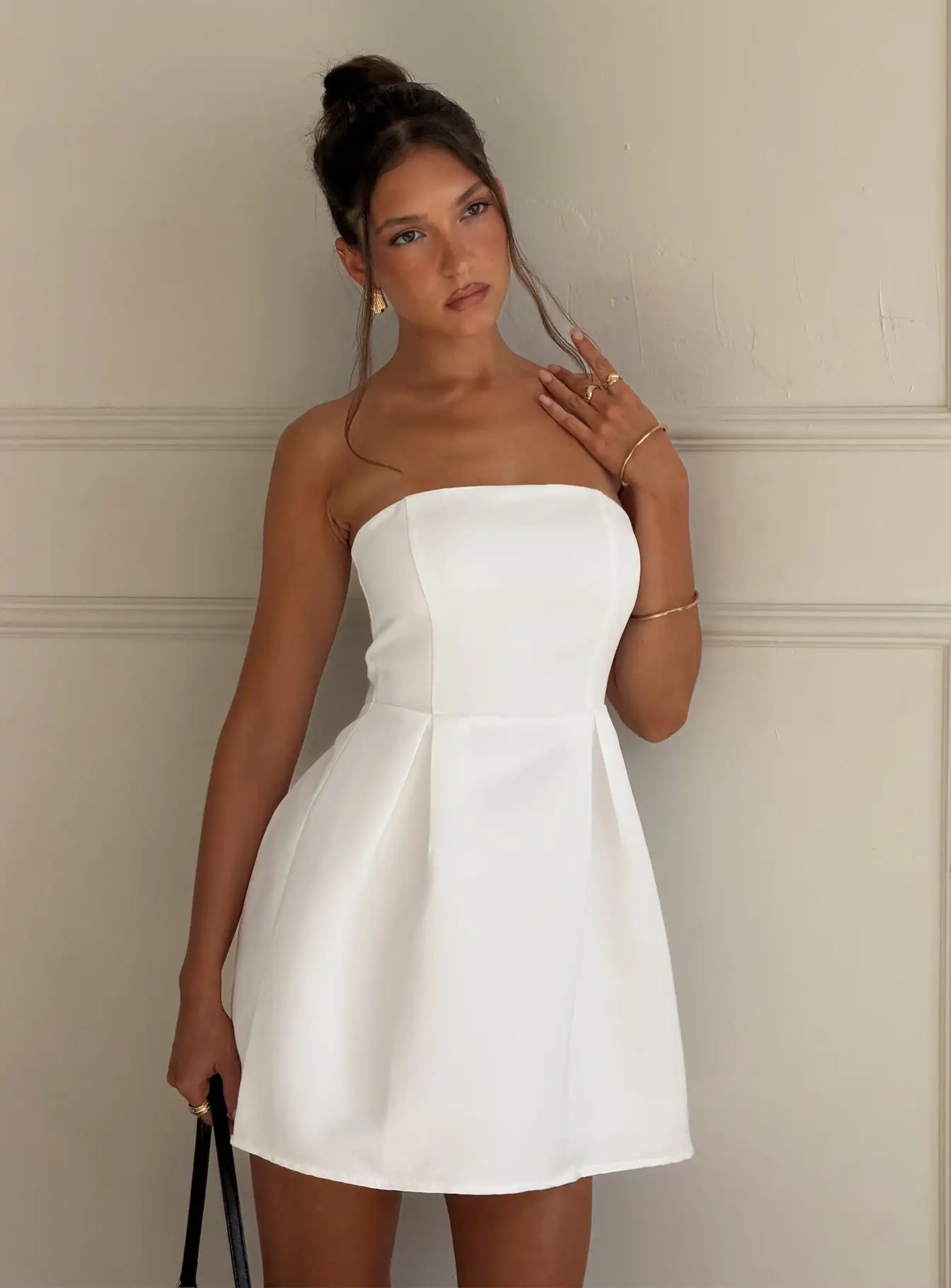 2026 Summer New White Strapless Dress Women Ruched Waist A-Line Mini Dress Elegant Party Cocktail Dresses
2026 Summer New White Strapless Dress Women Ruched Waist A-Line Mini Dress Elegant Party Cocktail Dresses