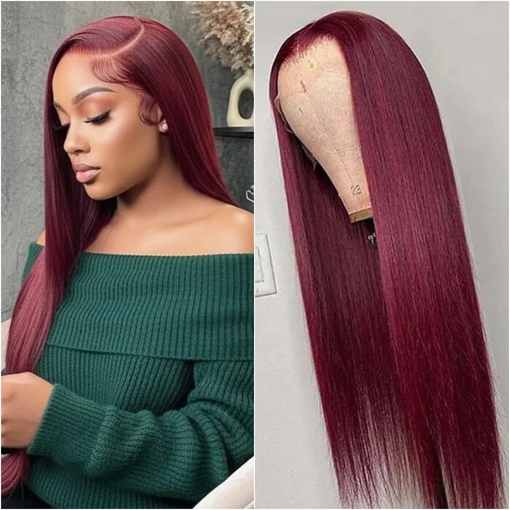 Burgundy 13x6 HD Lace Front Human Hair Wig Bone Straight 99J Colored 13x4 Transparent Lace Frontal Wigs Pre Plucked 200% Density
Burgundy 13x6 HD Lace Front Human Hair Wig Bone Straight 99J Colored 13x4 Transparent Lace Frontal Wigs Pre Plucked 200% Density