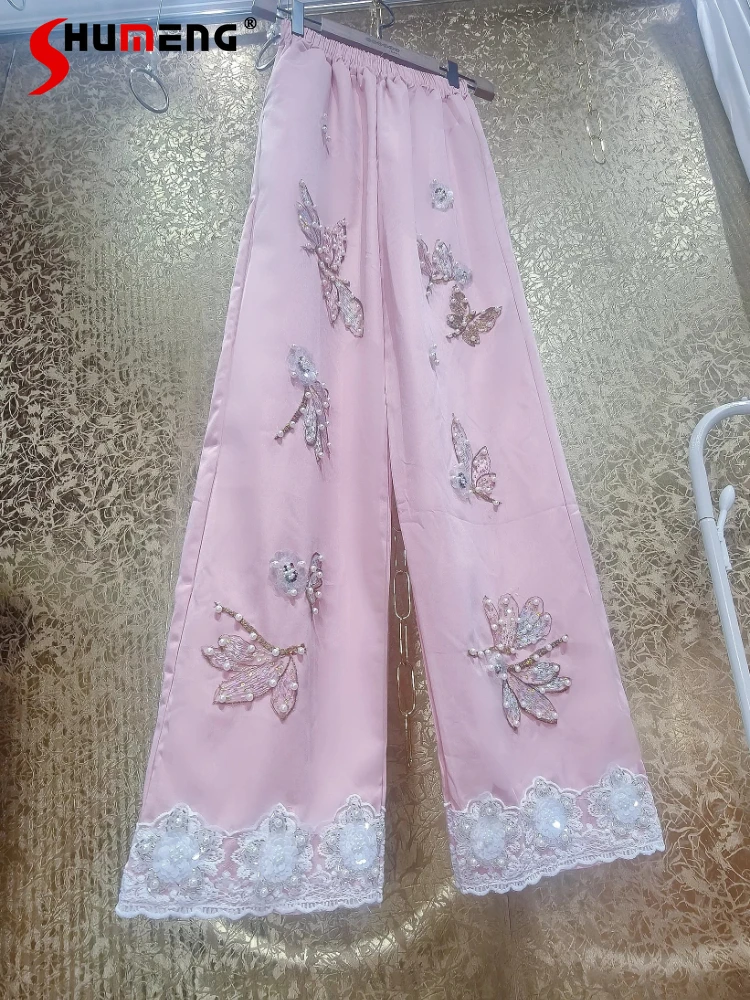 Female 2026 Spring Summer New High-end Sequin Trousers Fairy Butterfly Lace Wide-leg Trousers Ladies Trendy Color Matching Pants
Female 2026 Spring Summer New High-end Sequin Trousers Fairy Butterfly Lace Wide-leg Trousers Ladies Trendy Color Matching Pants
