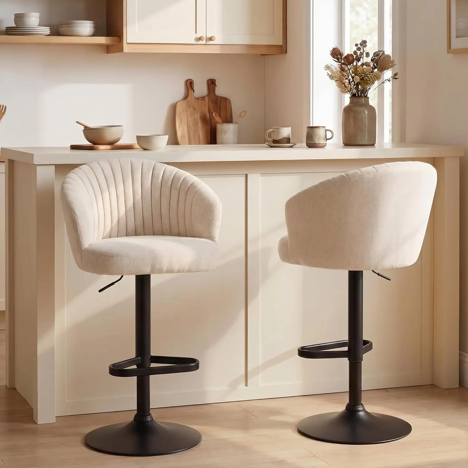 Adjustable Bar Stools Set of 2, Modern Counter Height Barstools, Linen Fabric Upholstered Kitchen Stools with, Customized
Adjustable Bar Stools Set of 2, Modern Counter Height Barstools, Linen Fabric Upholstered Kitchen Stools with, Customized