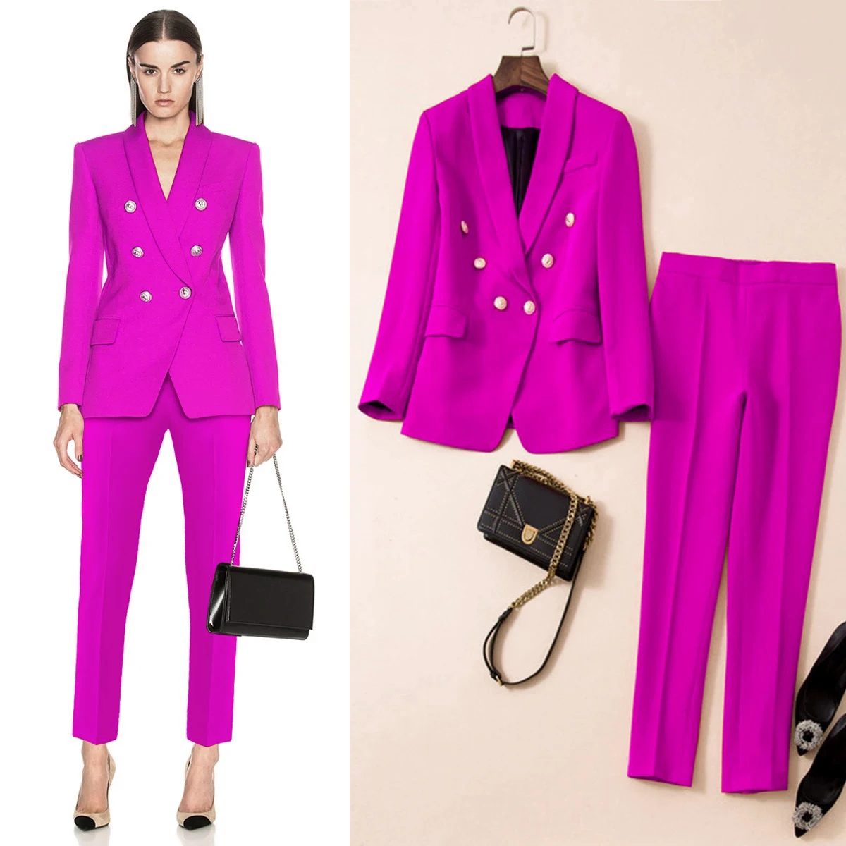 High Quality Fashionable Solid Color Green Fruit Collar Button Jacket Elastic Waist Pants Slim Fit Commuting Women's Suit
High Quality Fashionable Solid Color Green Fruit Collar Button Jacket Elastic Waist Pants Slim Fit Commuting Women's Suit