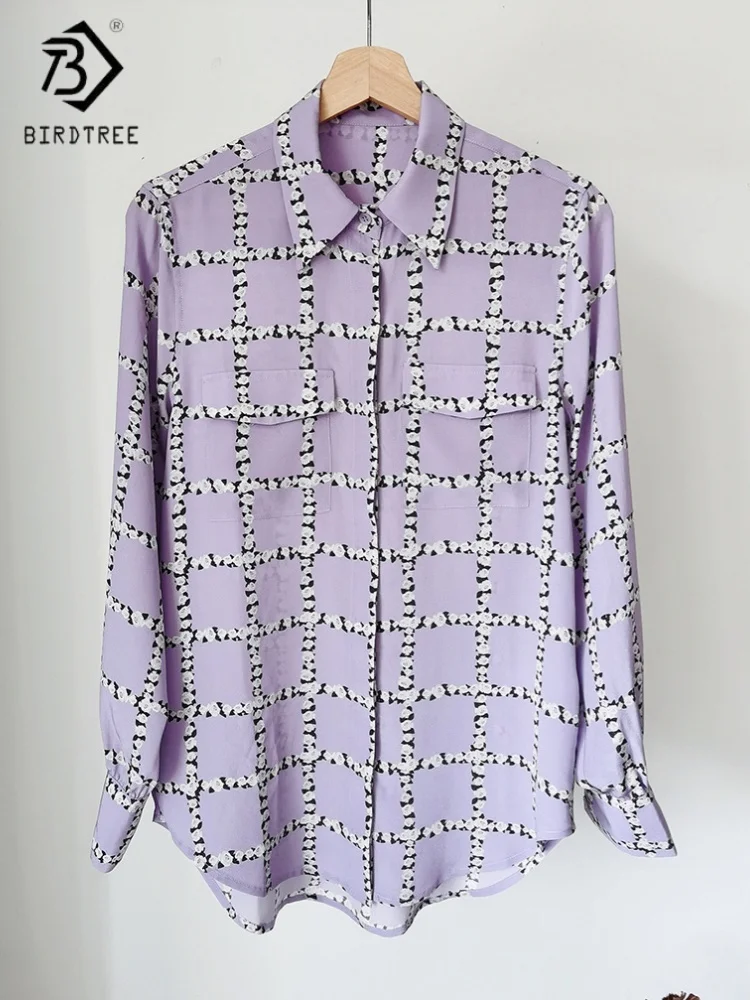 Birdtree,18MM 100% Silk Blouse,Women's Sand Wash Double Crepe Print Shirts,Full Sleeve Tops,2025 New Shirt T5D311JF
Birdtree,18MM 100% Silk Blouse,Women's Sand Wash Double Crepe Print Shirts,Full Sleeve Tops,2025 New Shirt T5D311JF