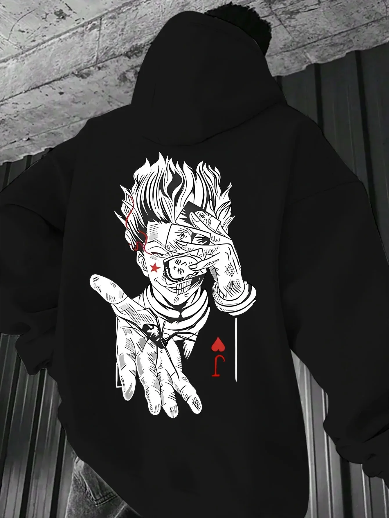 Men's Hunter x anime hoodie with Joker logo printed on the back Gothic street style autumn and winter pullover sweatshirt
Men's Hunter x anime hoodie with Joker logo printed on the back Gothic street style autumn and winter pullover sweatshirt