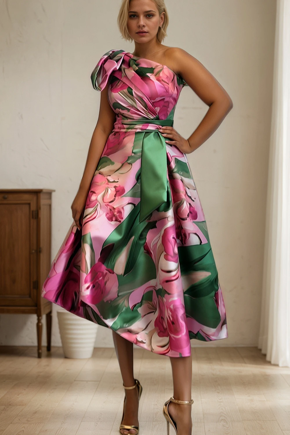 Women's Plus Size Dress One Shoulder Ruched Elegant Vintage Casual Party Evening Floral Printed Midi Dress with Belt Tank Dress
Women's Plus Size Dress One Shoulder Ruched Elegant Vintage Casual Party Evening Floral Printed Midi Dress with Belt Tank Dress