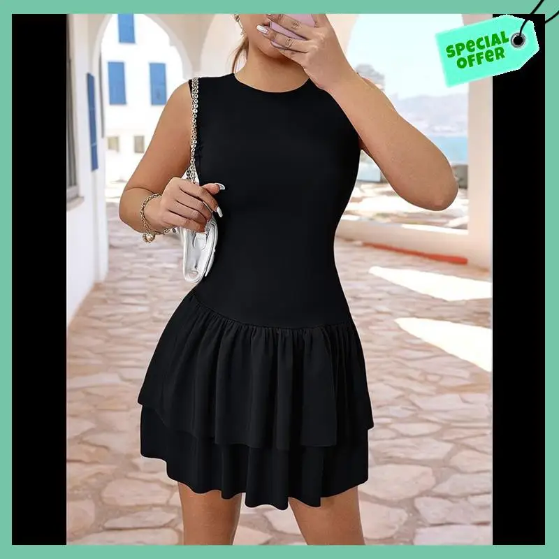 Sturdy Women's Summer Mini Dress Sleeveless Crewneck Short Tank Sundress Flowy Ruffle Tiered Cocktail Party Dresses
Sturdy Women's Summer Mini Dress Sleeveless Crewneck Short Tank Sundress Flowy Ruffle Tiered Cocktail Party Dresses