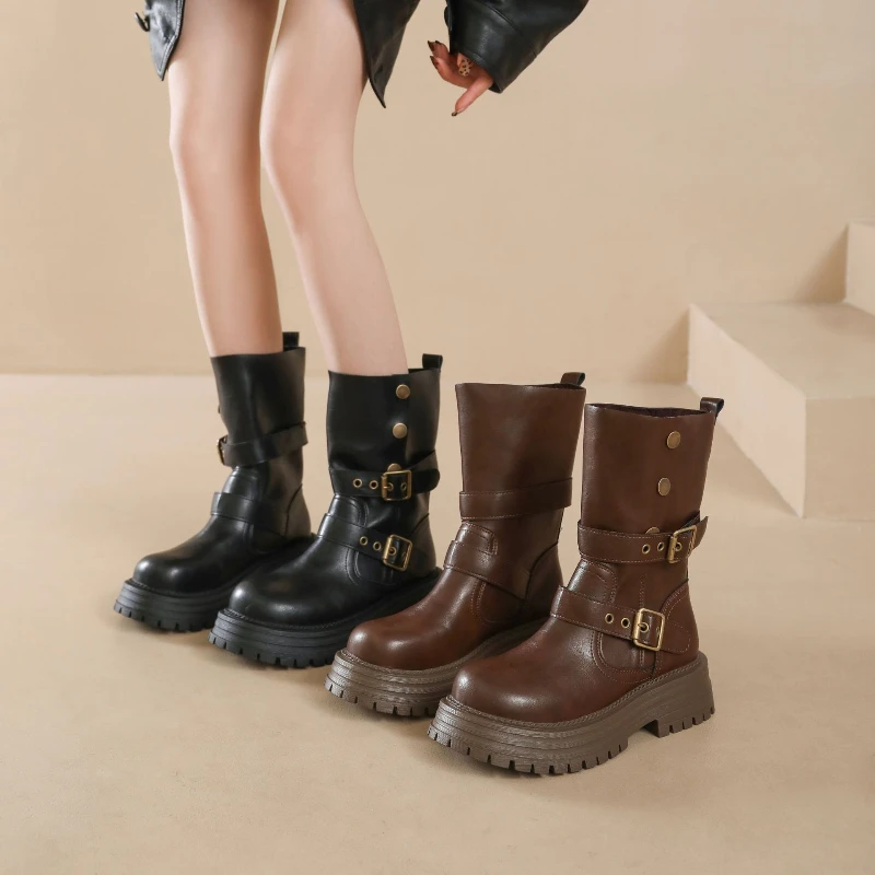 Women's Rubber Boots Clogs Platform Round Toe Female Shoes Rain Riding Leather Rock Cowboy Mid Calf Ladies Med Hoof Heels Lace-
Women's Rubber Boots Clogs Platform Round Toe Female Shoes Rain Riding Leather Rock Cowboy Mid Calf Ladies Med Hoof Heels Lace-