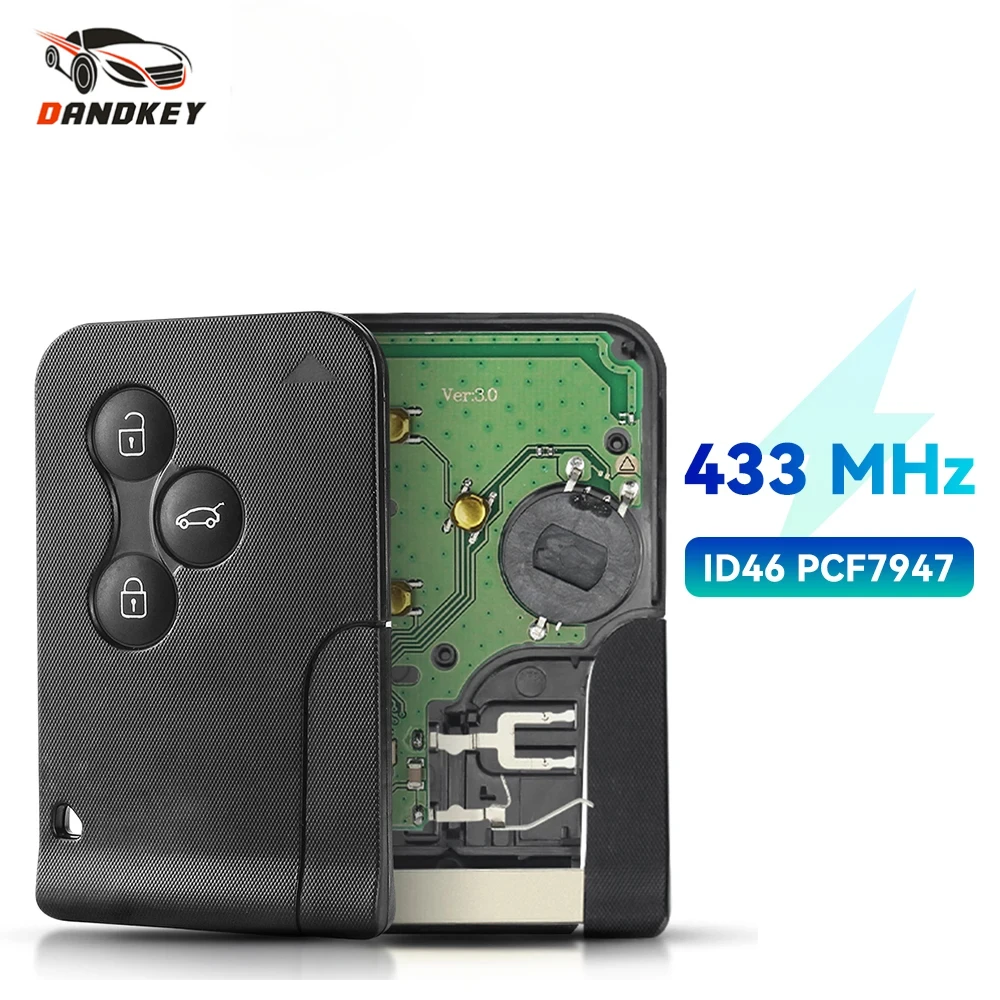 Dandkey 3 Buttons Remote Key 433Mhz ID46 PCF7947 Chip For Renault Megane 2 3 Scenic Clio 2003-2008 Emergency Grand Smart Card
Dandkey 3 Buttons Remote Key 433Mhz ID46 PCF7947 Chip For Renault Megane 2 3 Scenic Clio 2003-2008 Emergency Grand Smart Card