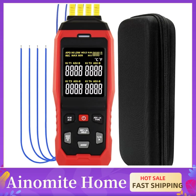TA612C Thermocouple Thermometer Type K/J with 4 Channels -200~1372℃/ -328~2501℉ Digital LCD Handheld Temperature Meter
TA612C Thermocouple Thermometer Type K/J with 4 Channels -200~1372℃/ -328~2501℉ Digital LCD Handheld Temperature Meter