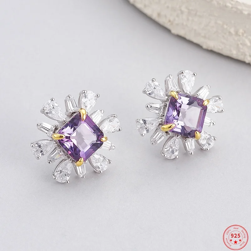 Серьги-гвоздики из стерлингового серебра S925 для женщин, серьги-гвоздики с натуральным аметистом и цветами, инкрустированные микроцирконом, модные ювелирные изделия, оптовая продажа
Серьги-гвоздики из стерлингового серебра S925 для женщин, серьги-гвоздики с натуральным аметистом и цветами, инкрустированные микроцирконом, модные ювелирные изделия, оптовая продажа