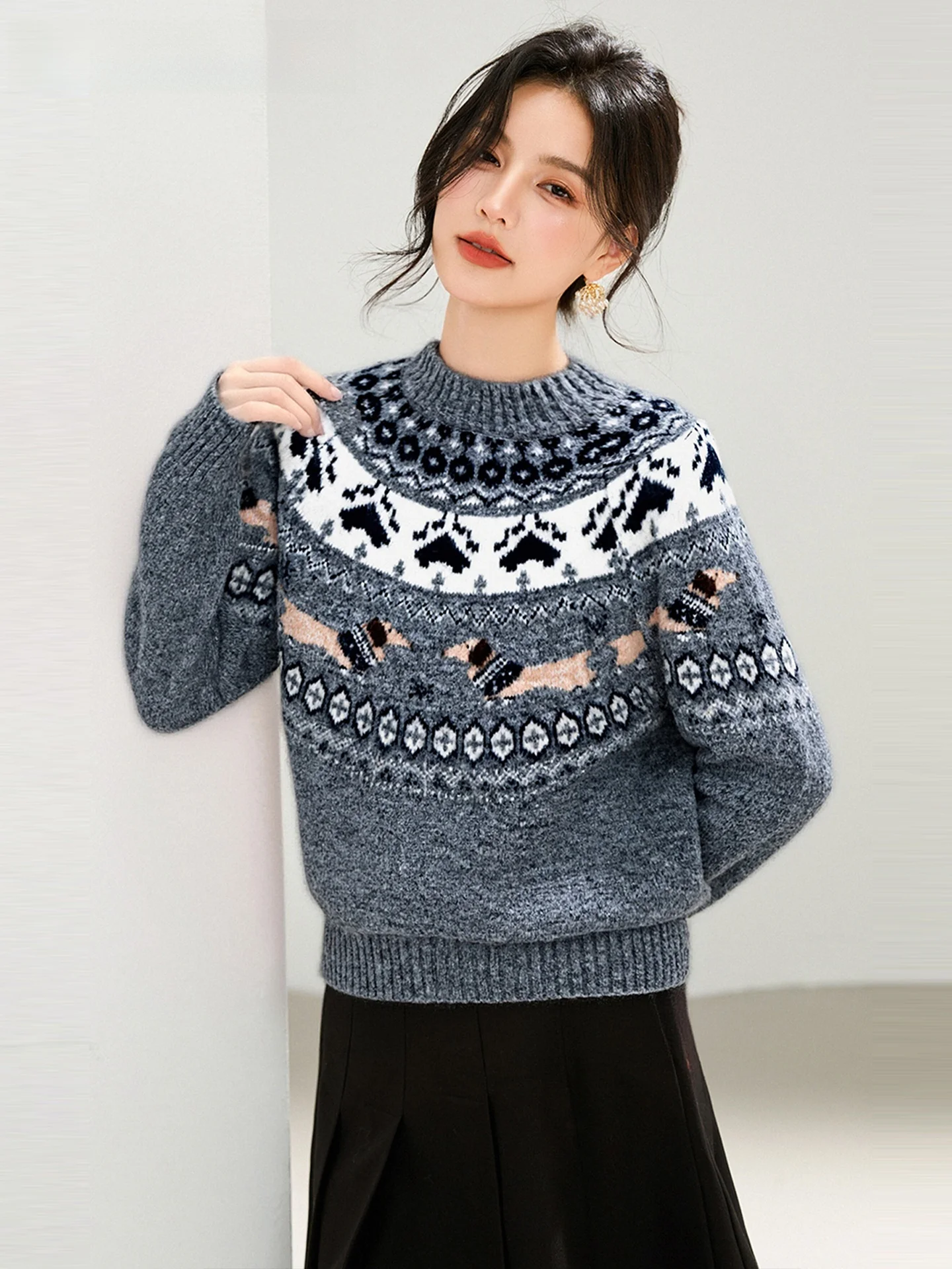 La Chapelle Knitted Sweater f High Collar Dog Pattern Women's Vintage Fun Lazy Sle Sweater Autumn New Arrival
La Chapelle Knitted Sweater f High Collar Dog Pattern Women's Vintage Fun Lazy Sle Sweater Autumn New Arrival