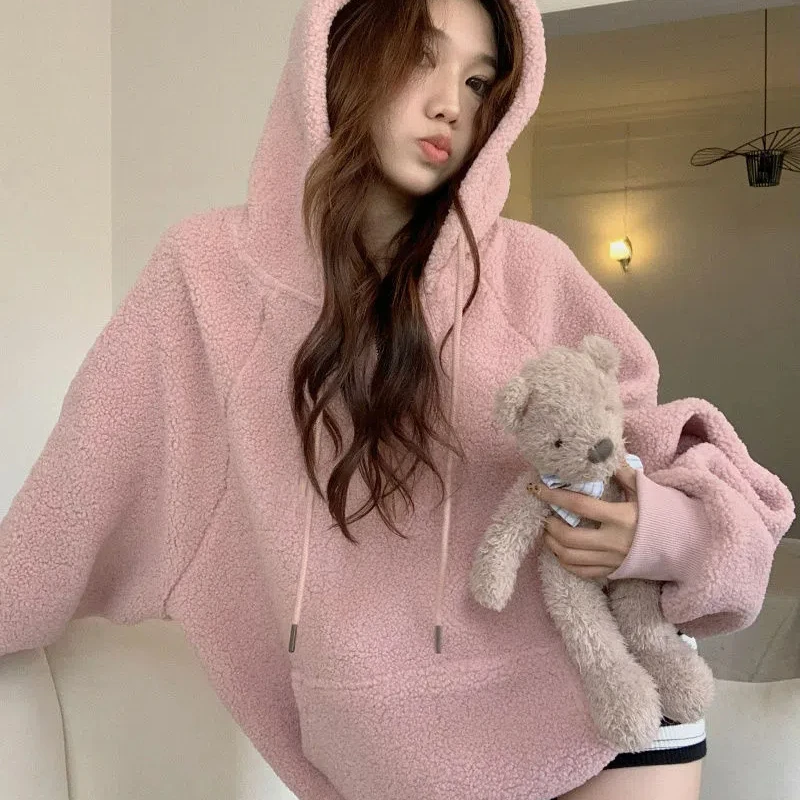 Soft Pink Plush Thick Hooded Sweatshirt for Women New Loose and Versatile Thick Top Trend
Soft Pink Plush Thick Hooded Sweatshirt for Women New Loose and Versatile Thick Top Trend