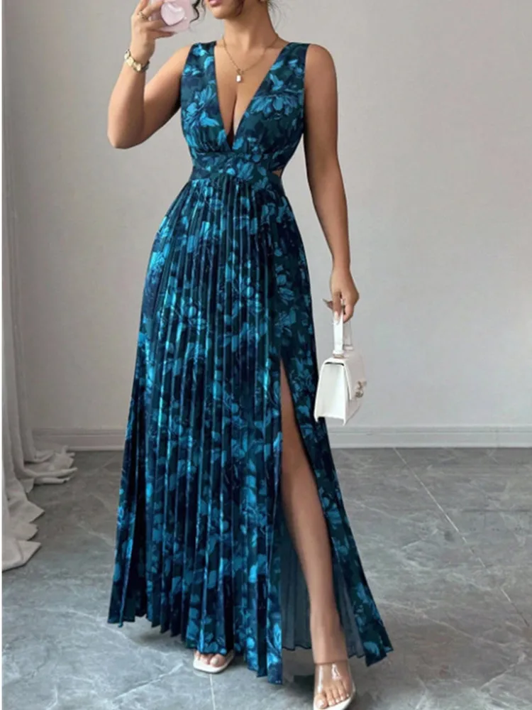 SKMY Ladies' Sexy Deep V-Neck Sleeveless Printed Split Hem Pleated Dress 2026 Winter Women Clothing Party Clubwear Long Dresses
SKMY Ladies' Sexy Deep V-Neck Sleeveless Printed Split Hem Pleated Dress 2026 Winter Women Clothing Party Clubwear Long Dresses
