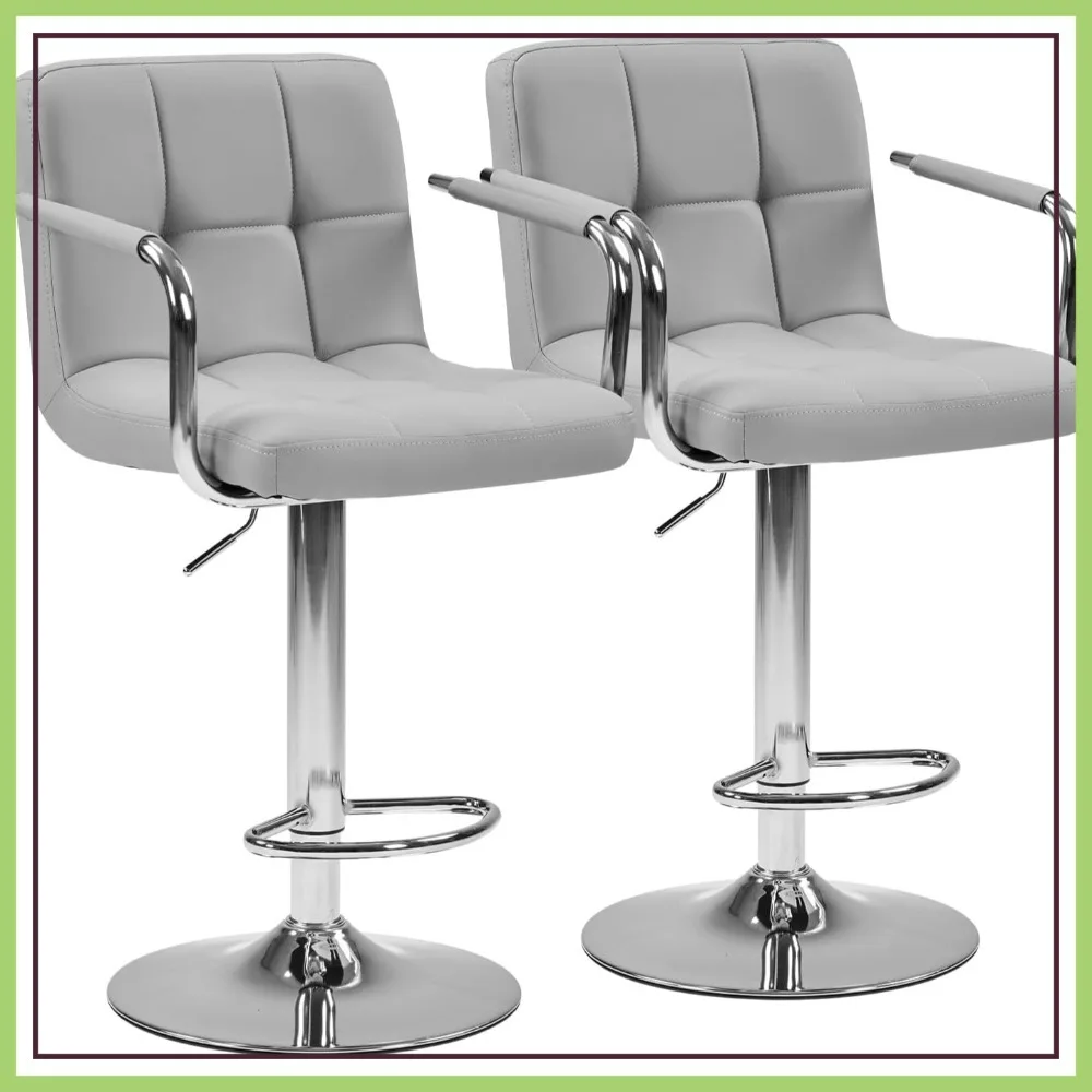 Adjustable Swivel Bar Stools Set of 2, PU Leather with Padded Armrests, Ergonomic Backrest for Kitchen Island Counter, Grey
Adjustable Swivel Bar Stools Set of 2, PU Leather with Padded Armrests, Ergonomic Backrest for Kitchen Island Counter, Grey