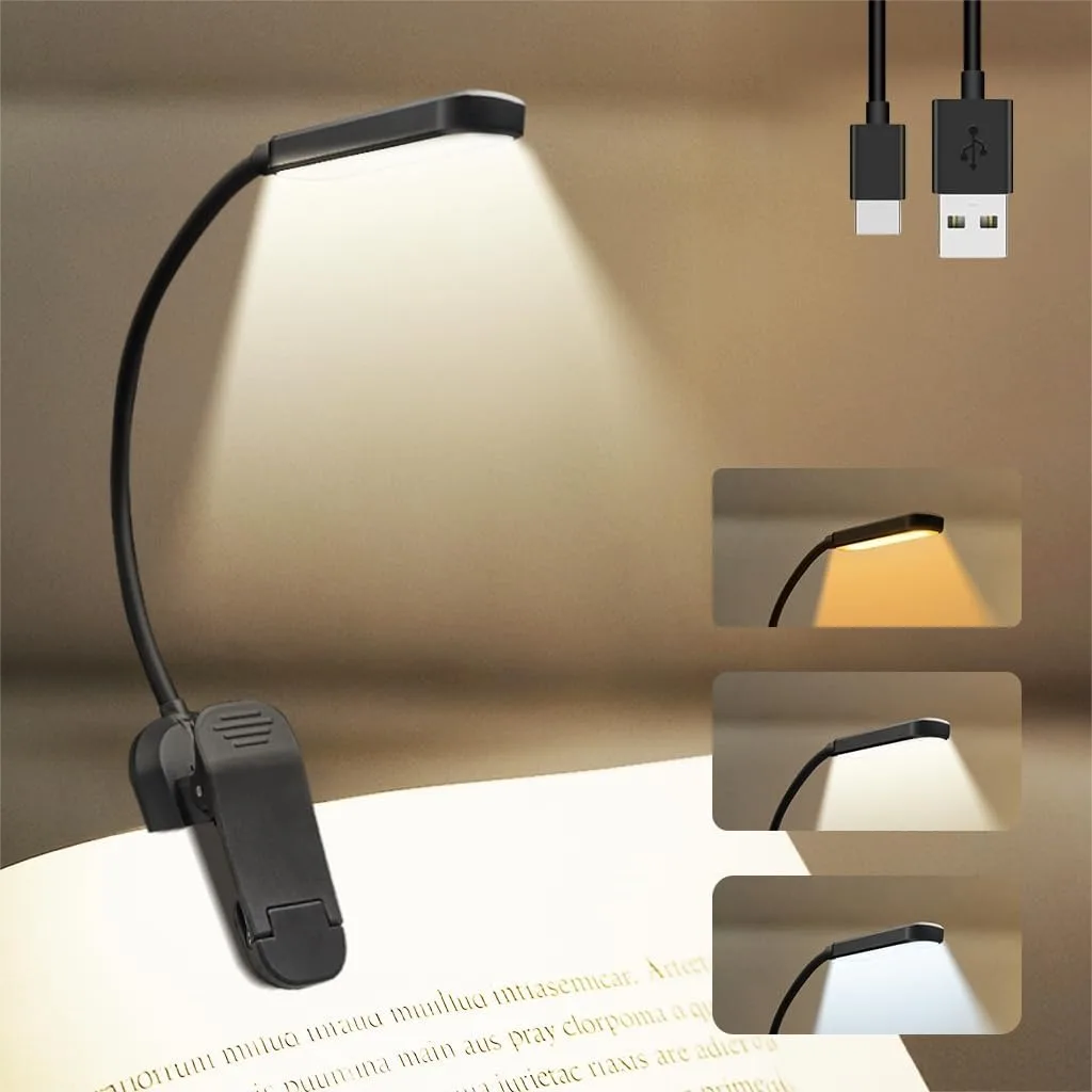 Rechargeable 20 LED Book Light For Reading At Night With 60Hrs Runtime, 15-Level Stepless Dimming, 3 Color Temperatures, Flexible Clip On Light For Studying Travel, Black
Rechargeable 20 LED Book Light For Reading At Night With 60Hrs Runtime, 15-Level Stepless Dimming, 3 Color Temperatures, Flexible Clip On Light For Studying Travel, Black