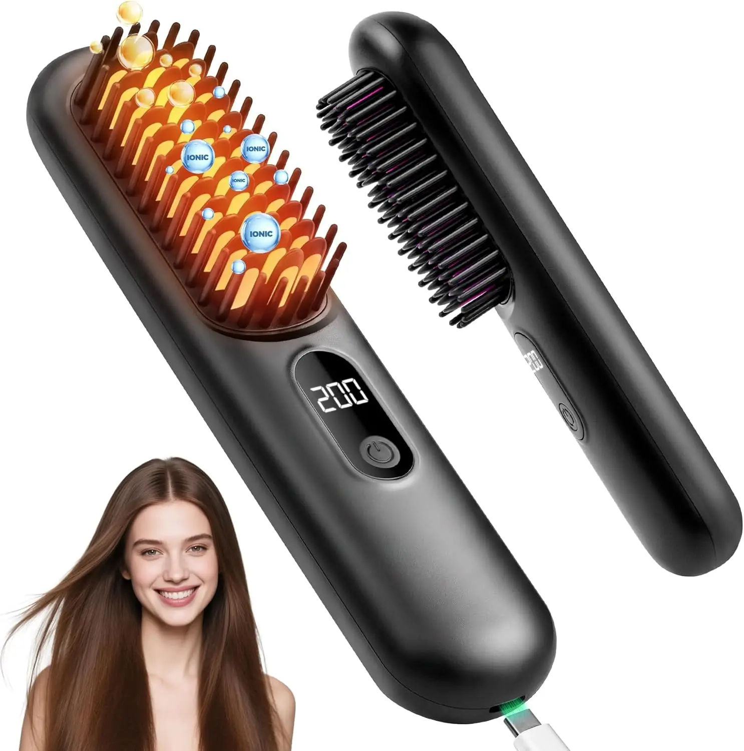 Cordless Hair Straightener Brush, Mini Portable with 4 Heat Settings, MCH Heating & Ionic Care for Women
Cordless Hair Straightener Brush, Mini Portable with 4 Heat Settings, MCH Heating & Ionic Care for Women