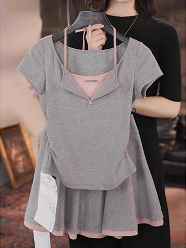 Summer 2026 Women's Fashion Set Casual Slimming Half-length Skirt Two-piece Suit High Waist Short Shorts V-neck T-shirt Commu...
Summer 2026 Women's Fashion Set Casual Slimming Half-length Skirt Two-piece Suit High Waist Short Shorts V-neck T-shirt Commu...