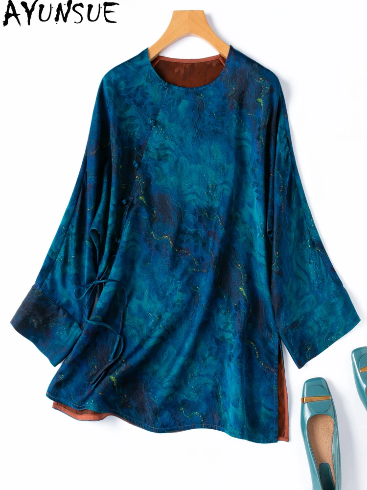 AYUNSUE 100% Mulberry Silk Blouse Woman Mid Length Luxury Tops for Woman Clothes High Quality Lace-up Shirts Woman 2025 Spring
AYUNSUE 100% Mulberry Silk Blouse Woman Mid Length Luxury Tops for Woman Clothes High Quality Lace-up Shirts Woman 2025 Spring