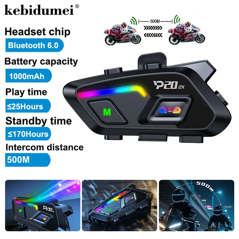 Kebidumei P20 2x Wireless Bluetooth6.0 Motorcycle Helmet Intercom Headset Waterproof 500 m Intercomunicador Speaker Earphone
Kebidumei P20 2x Wireless Bluetooth6.0 Motorcycle Helmet Intercom Headset Waterproof 500 m Intercomunicador Speaker Earphone