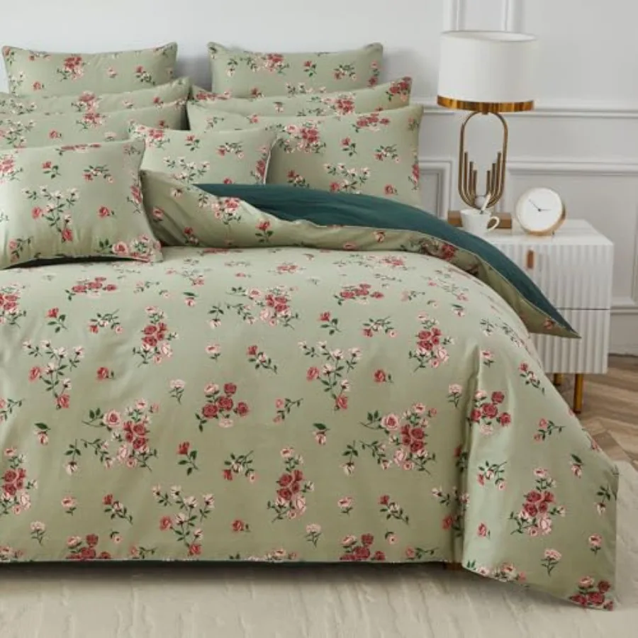Size 100% Cotton Shabby Sage Floral Duvet Cover Set with Rose Pattern Luxury Vintage Bedding Soft and Crisp Comforter Cover wit
Size 100% Cotton Shabby Sage Floral Duvet Cover Set with Rose Pattern Luxury Vintage Bedding Soft and Crisp Comforter Cover wit