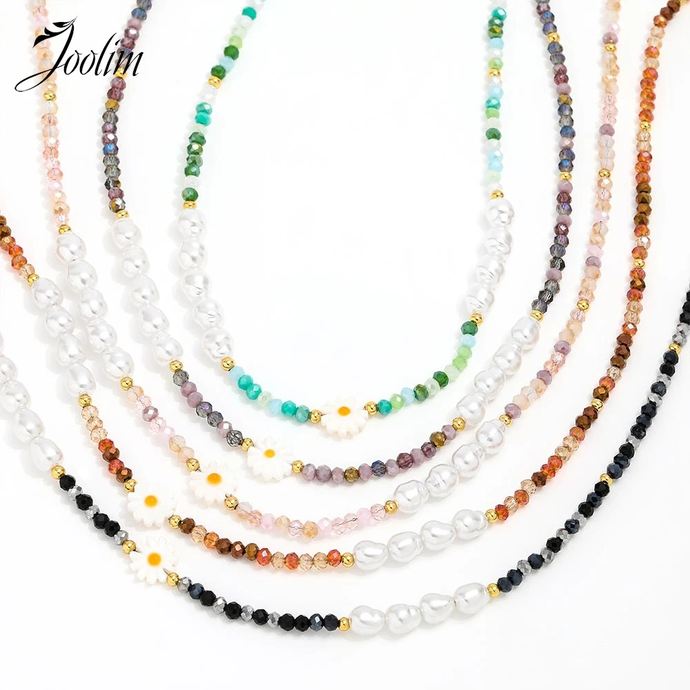 Joolim Jewelry Wholesale Elegant Frimedi Flower Shape Crystal Stone Imitation Pearl Beaded Stainless Steel Necklace for Women
Joolim Jewelry Wholesale Elegant Frimedi Flower Shape Crystal Stone Imitation Pearl Beaded Stainless Steel Necklace for Women