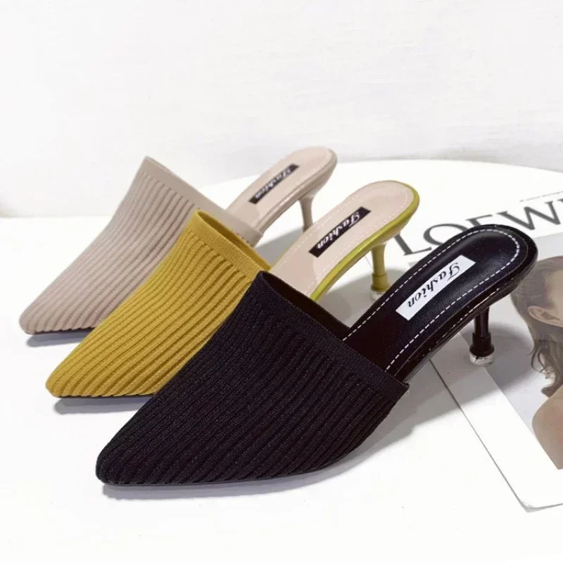 6.5cm Women Slippers Pointed Toe One Kick Thin Heels Shoes for Women Solid SLIP-ON SEXY Dress Expose Your Heels Zapatos De Mujer
6.5cm Women Slippers Pointed Toe One Kick Thin Heels Shoes for Women Solid SLIP-ON SEXY Dress Expose Your Heels Zapatos De Mujer