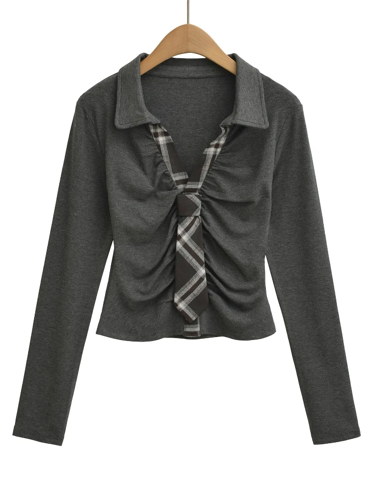 Korobov American Y2k Sexy V Neck Long Sleeve Fake Two Piece Slim Plaid Tie Folds T-Shirts
Korobov American Y2k Sexy V Neck Long Sleeve Fake Two Piece Slim Plaid Tie Folds T-Shirts