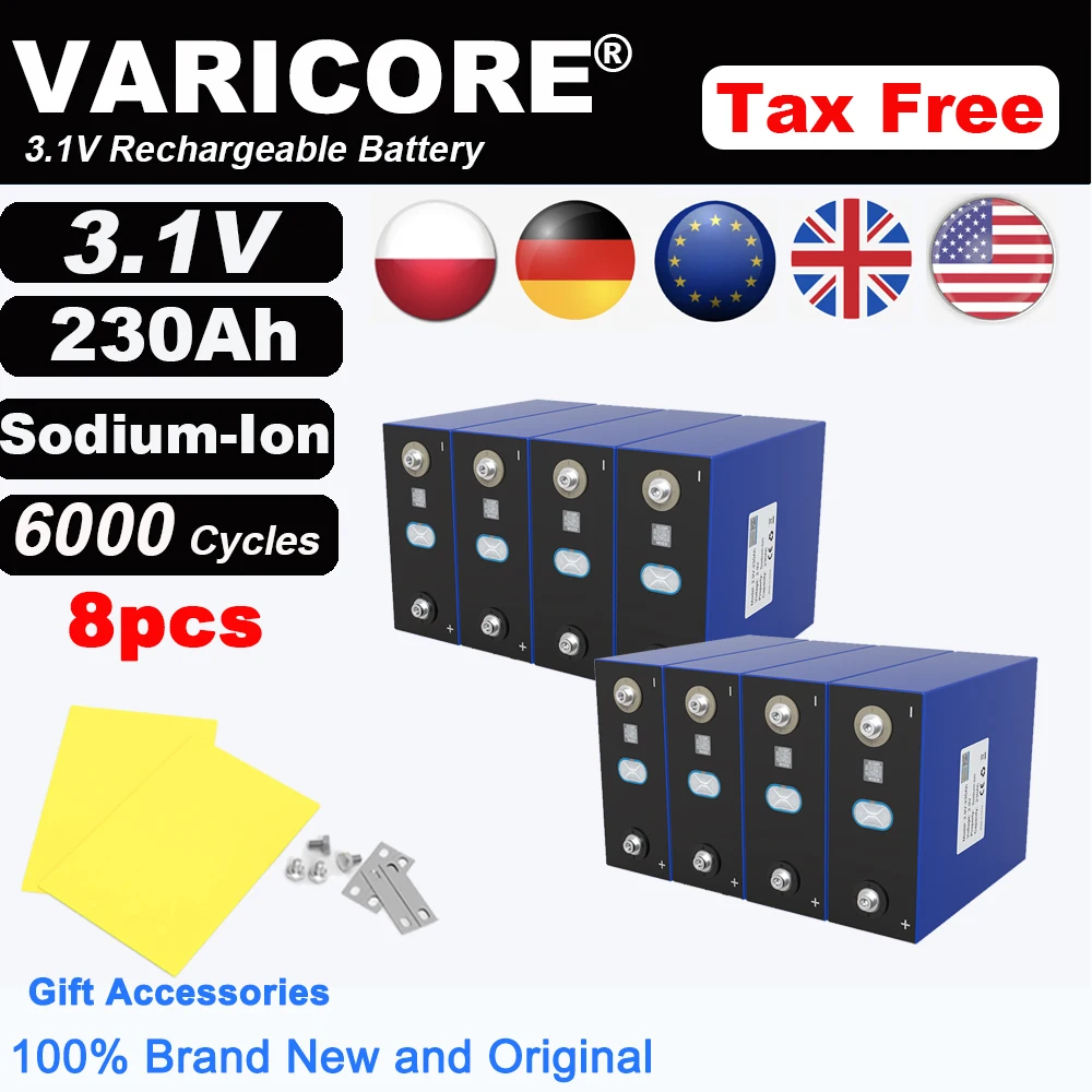8pcs 3.1V 230Ah Sodium-Ion Battery 20c Resistant low,high Temperature DIY 12v Motorcycle Electric Car Travel Golf Cart Tax Free
8pcs 3.1V 230Ah Sodium-Ion Battery 20c Resistant low,high Temperature DIY 12v Motorcycle Electric Car Travel Golf Cart Tax Free