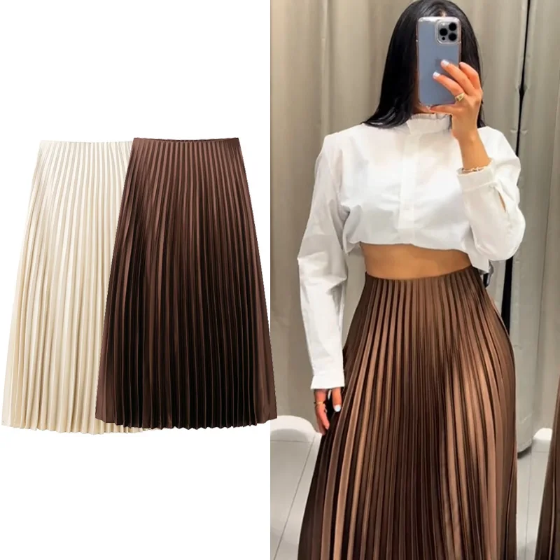 TRAF Elegant Party Midi Skirts 2025 Women's Spring Mid Waist Pleated Skirts Fashion Casual Vintage Beige Brown Long Skirts
TRAF Elegant Party Midi Skirts 2025 Women's Spring Mid Waist Pleated Skirts Fashion Casual Vintage Beige Brown Long Skirts