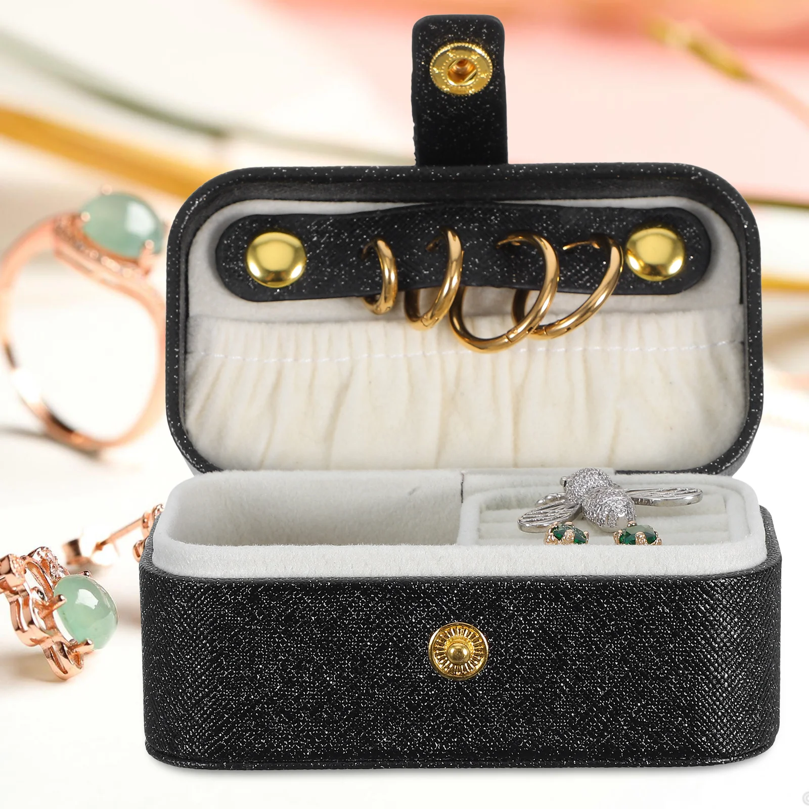 Mini Travel Jewelry Box Compact Ring Earring Storage Organizer Portable Case for Girls Women Travel Jewelry Holder Outdoor 
Mini Travel Jewelry Box Compact Ring Earring Storage Organizer Portable Case for Girls Women Travel Jewelry Holder Outdoor