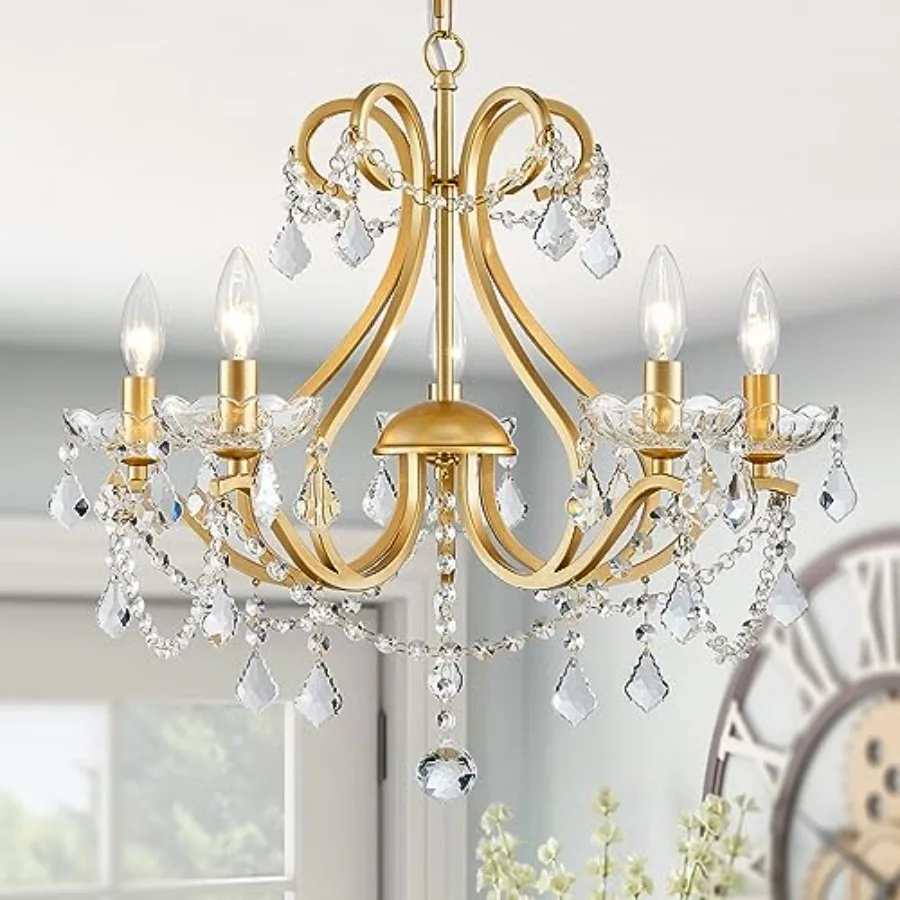 Modern crystal 5-light candle chandelier pendant flushmount ceiling light for bedroom, hallway, bar, kitchen, bathroom; gold fi
Modern crystal 5-light candle chandelier pendant flushmount ceiling light for bedroom, hallway, bar, kitchen, bathroom; gold fi