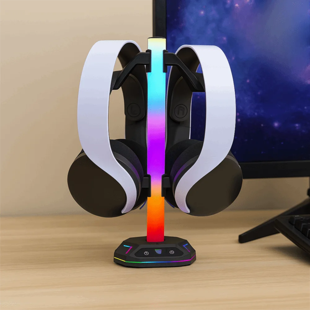 Black RGB Earphone Hanger Dual USB Ports Data Transmission Gaming Headset Display Rack LED Lighting Headphone Bracket for Home
Black RGB Earphone Hanger Dual USB Ports Data Transmission Gaming Headset Display Rack LED Lighting Headphone Bracket for Home