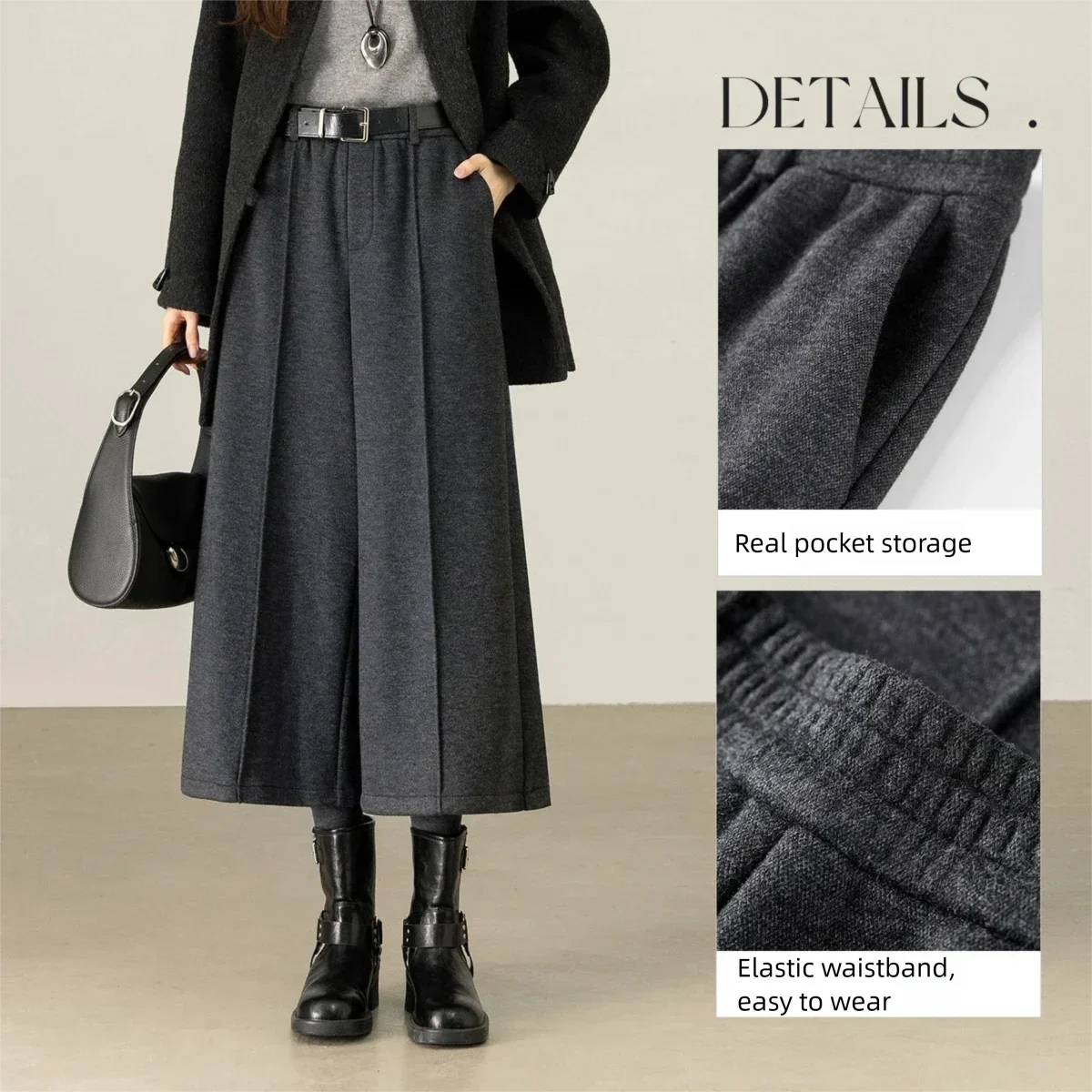 SENTUBILA Women's Black Pants Fleece Lined Calf Length Wide Leg Pant Wool Blend 2026 Winter Simple Casual Trousers 154KD5706
SENTUBILA Women's Black Pants Fleece Lined Calf Length Wide Leg Pant Wool Blend 2026 Winter Simple Casual Trousers 154KD5706