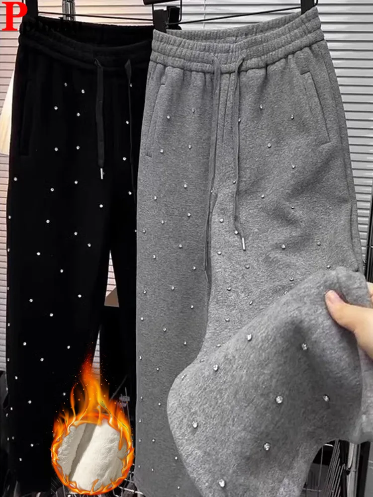 Winter Rivet Design Casual Baggy Straight Pants Warm Lace-up High Waist Pantalones Fashion Spodnie Korea Elegant Women Trousers
Winter Rivet Design Casual Baggy Straight Pants Warm Lace-up High Waist Pantalones Fashion Spodnie Korea Elegant Women Trousers