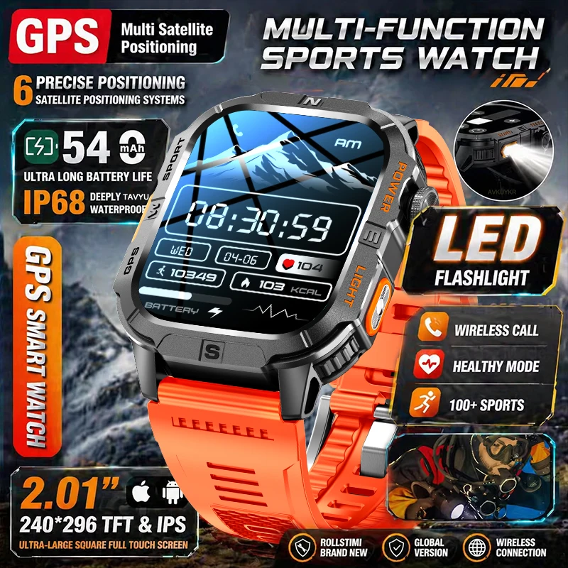 2026 New Outdoor Military GPS Smartwatch LED Lighting Compass Bluetooth Call IP68 Waterproof 540mAh Exploration Smartwatch Men's
2026 New Outdoor Military GPS Smartwatch LED Lighting Compass Bluetooth Call IP68 Waterproof 540mAh Exploration Smartwatch Men's