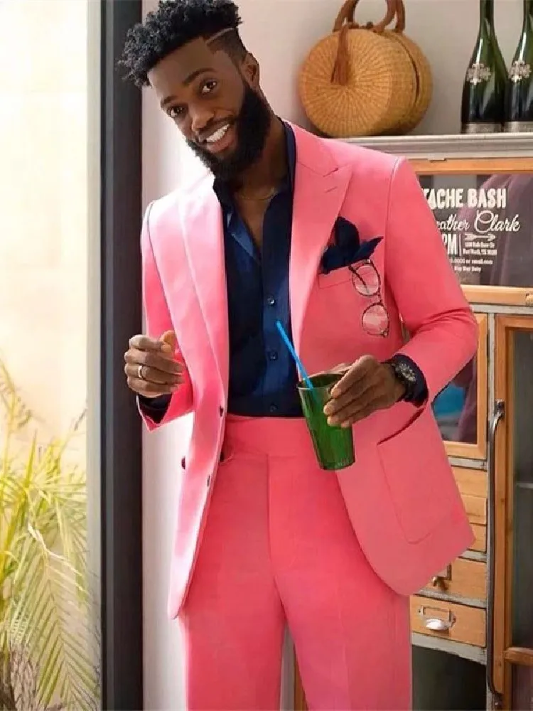 Bright Pink Men Suit 2 Pieces Slim Fit Tailor-Made Blazer Pants Single Breasted Wedding Groom Business Work Wear Causal Tailored
Bright Pink Men Suit 2 Pieces Slim Fit Tailor-Made Blazer Pants Single Breasted Wedding Groom Business Work Wear Causal Tailored