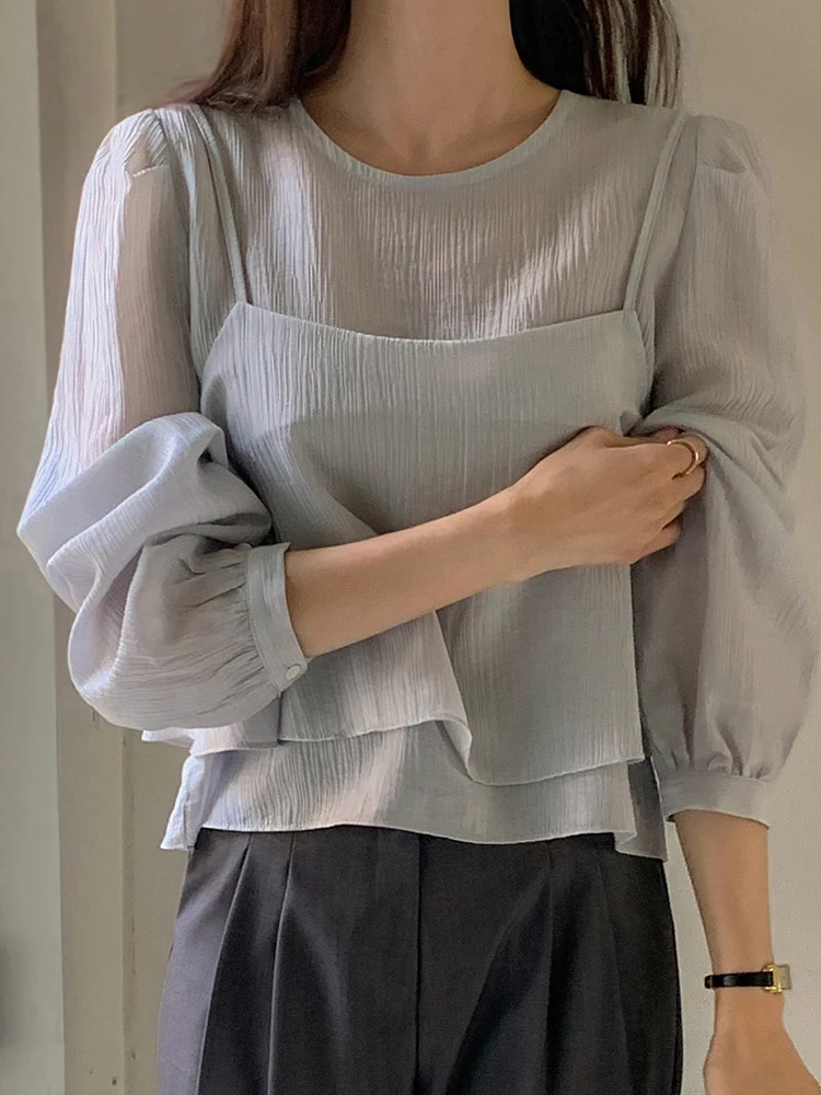 Elegant Chiffon Blouse Women Sheer Long Sleeve O Neck Patchwork Shirt Solid Soft Commuter Office Lady Summer Tops
Elegant Chiffon Blouse Women Sheer Long Sleeve O Neck Patchwork Shirt Solid Soft Commuter Office Lady Summer Tops