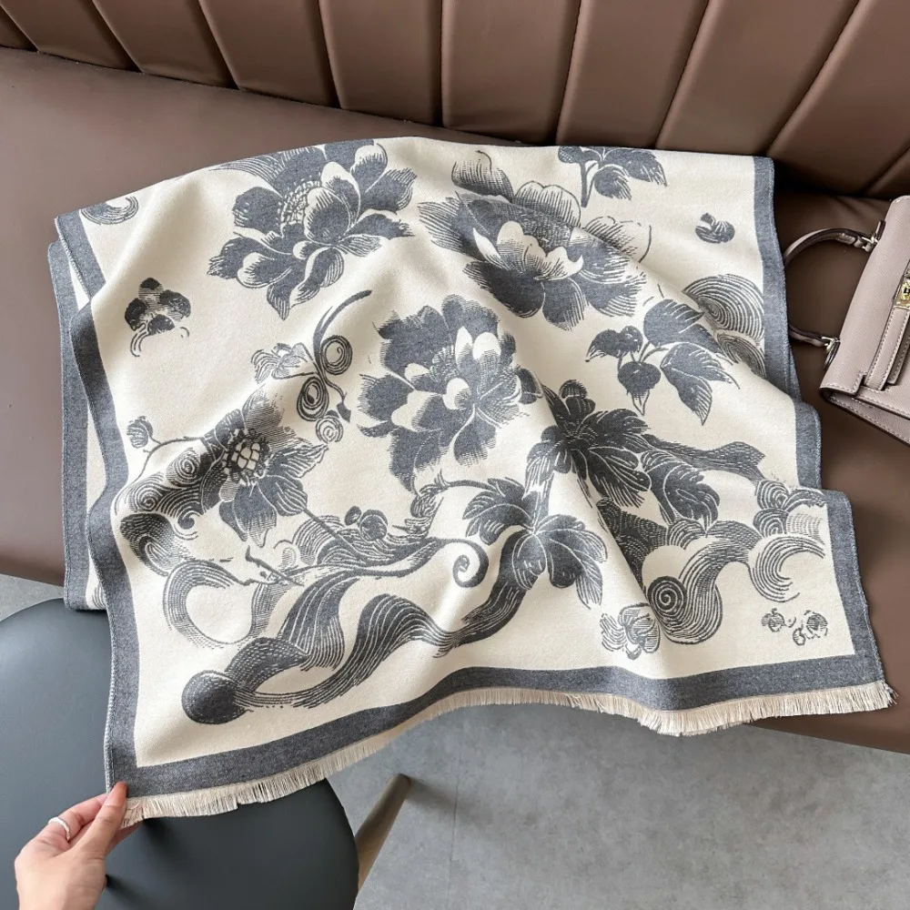 Luxury Imitation Cashmere Scarf Warm Thick Jacquard Shawls Lotus Print Windproof Poncho Scarves
Luxury Imitation Cashmere Scarf Warm Thick Jacquard Shawls Lotus Print Windproof Poncho Scarves