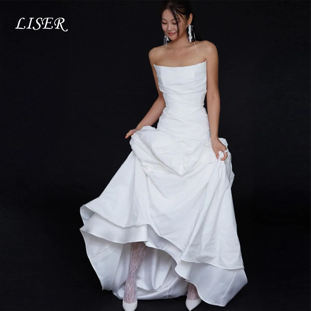 Liser Strapless A-Line Wedding Dresses Simple Silk Satin Elegant Floor Length 웨딩드레스 Bridal Gowns Customized robe de mariée
Liser Strapless A-Line Wedding Dresses Simple Silk Satin Elegant Floor Length 웨딩드레스 Bridal Gowns Customized robe de mariée
