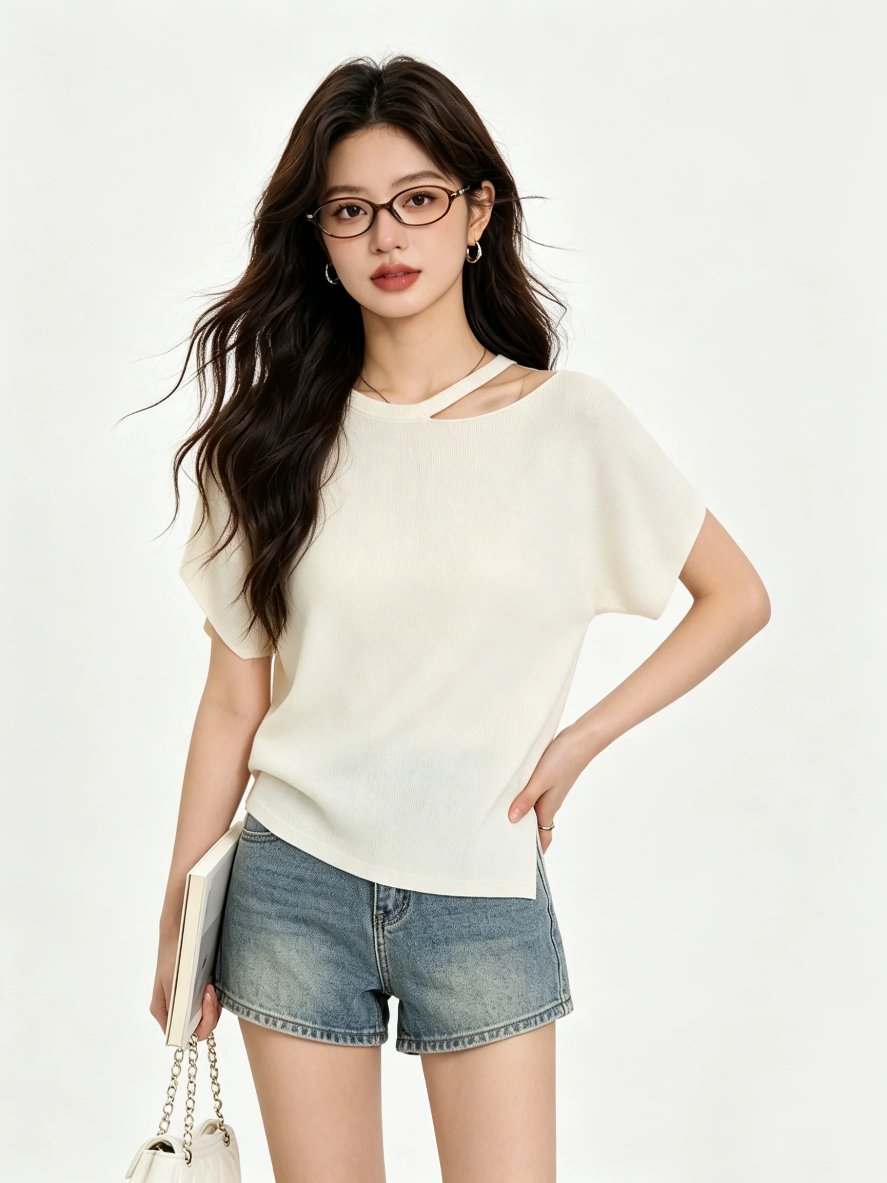Soft Skin-Friendly Breathable Knitted Top Women Summer Thin Loose Slimming Asymmetrical Short Sleeve Versatile Korean Style T...
Soft Skin-Friendly Breathable Knitted Top Women Summer Thin Loose Slimming Asymmetrical Short Sleeve Versatile Korean Style T...