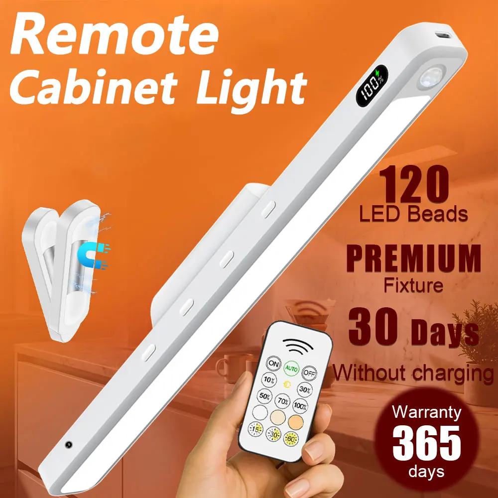 Wireless Cabinet Light 120 LEDs Rechargeable Remote Lamp 5 Brightness 3 Color Magnetic Fixture for Kitchen Bathroom Dorm Shelf
Wireless Cabinet Light 120 LEDs Rechargeable Remote Lamp 5 Brightness 3 Color Magnetic Fixture for Kitchen Bathroom Dorm Shelf