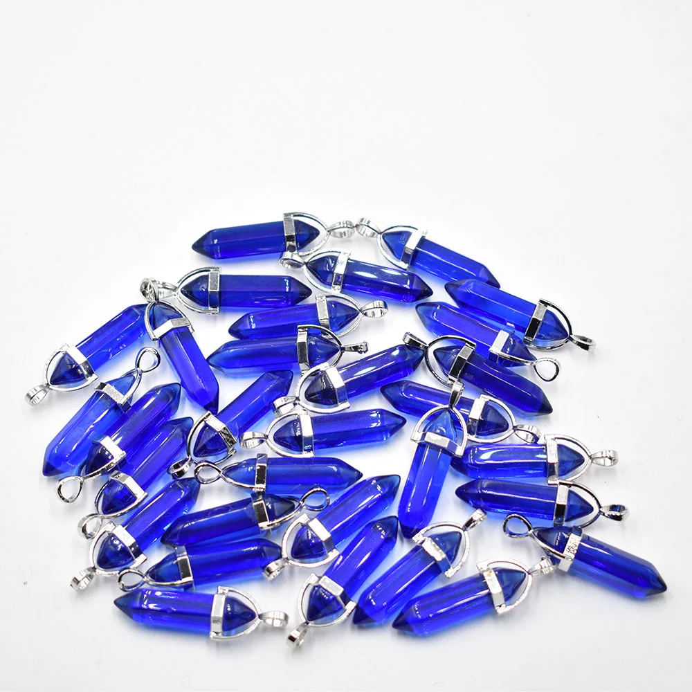 Fashion blue Glass crystal pillar Point charm Men and women pendants for jewelry making 24pcs/lot Wholesale free shipping
Fashion blue Glass crystal pillar Point charm Men and women pendants for jewelry making 24pcs/lot Wholesale free shipping