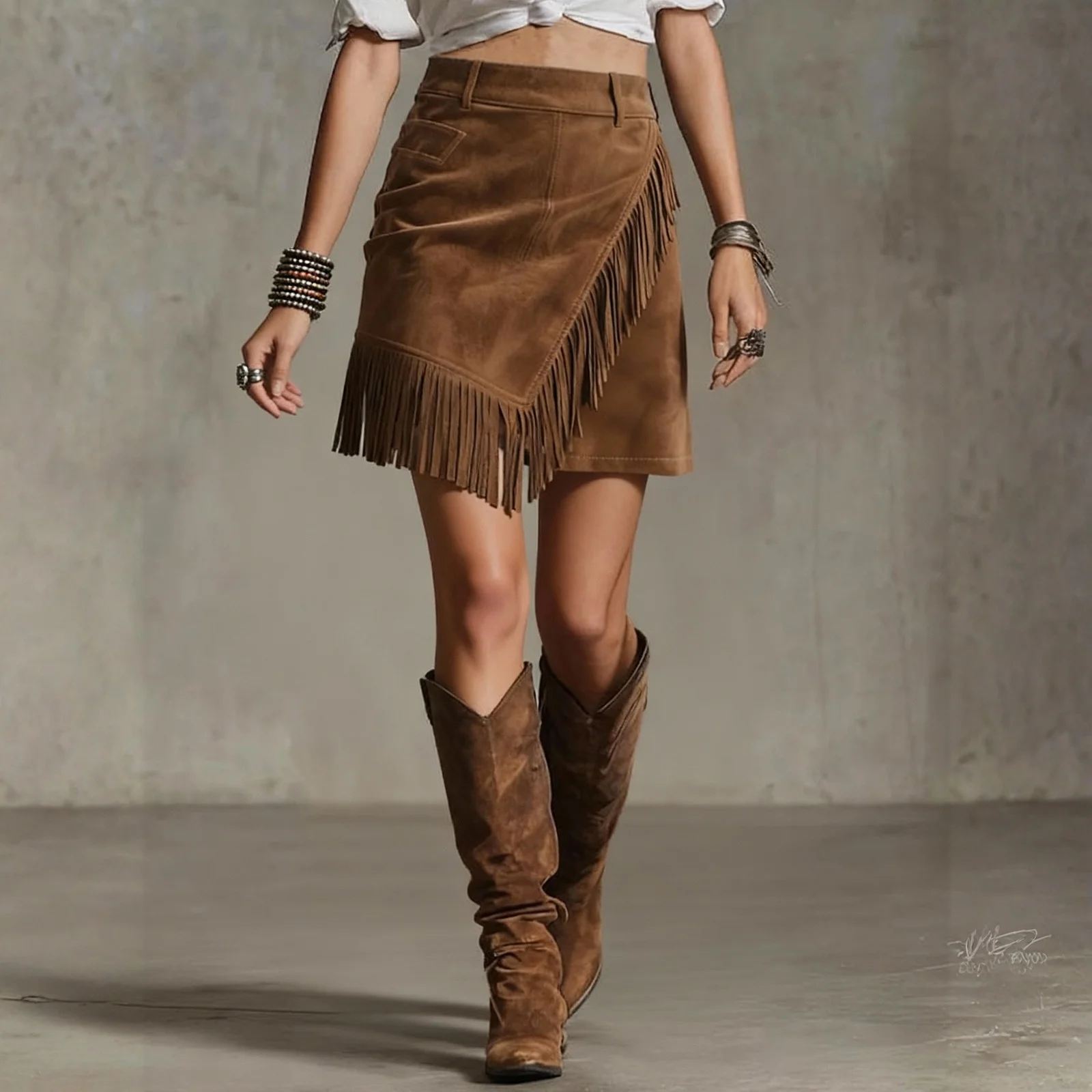 Tassel Suede Skirt Fashionable Solid Color Half Length Skirt Spring And Autumn Ladies Outdoor Short Skirt
Tassel Suede Skirt Fashionable Solid Color Half Length Skirt Spring And Autumn Ladies Outdoor Short Skirt