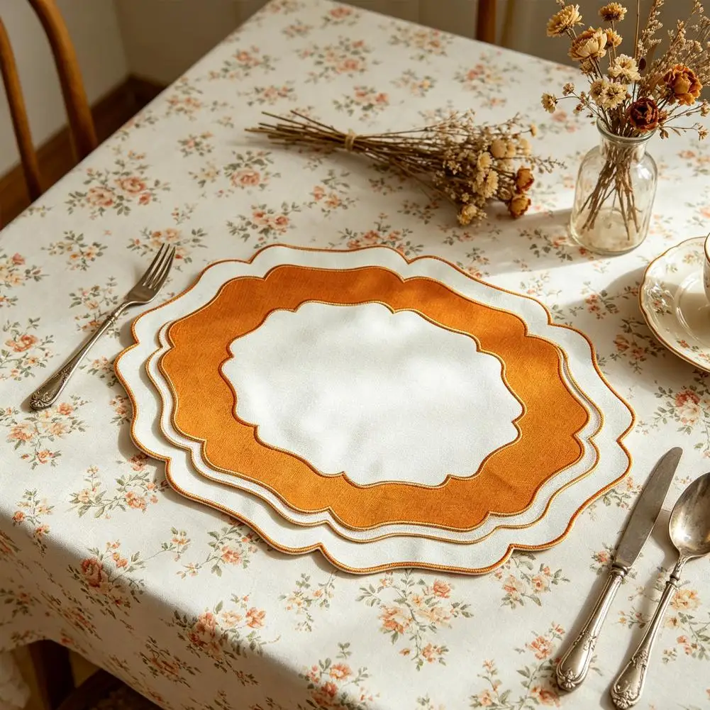 Linen Fabric Placemat Scalloped Linen Placemat Set Wrinkle-free Dining Table Mats Machine Washable Kitchen Placemats for Home
Linen Fabric Placemat Scalloped Linen Placemat Set Wrinkle-free Dining Table Mats Machine Washable Kitchen Placemats for Home